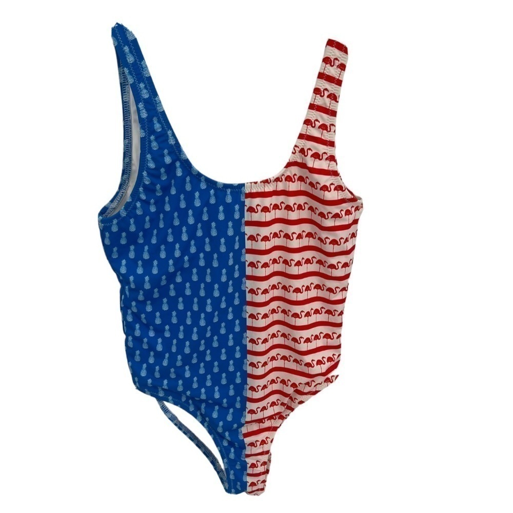 Chubbies Women’s One Piece Swimsuit The Nifty Fifty Blue Red Size XS Tank